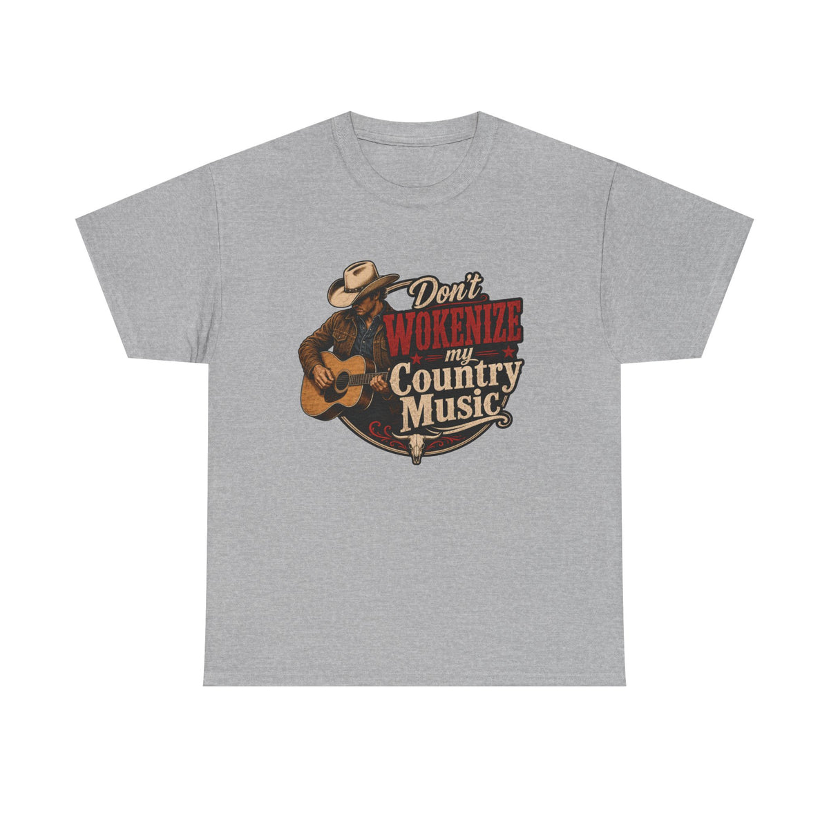 Country Music T-Shirt "Don't Wokenize My Country Music" – Vintage Cowboy Guitar Tee