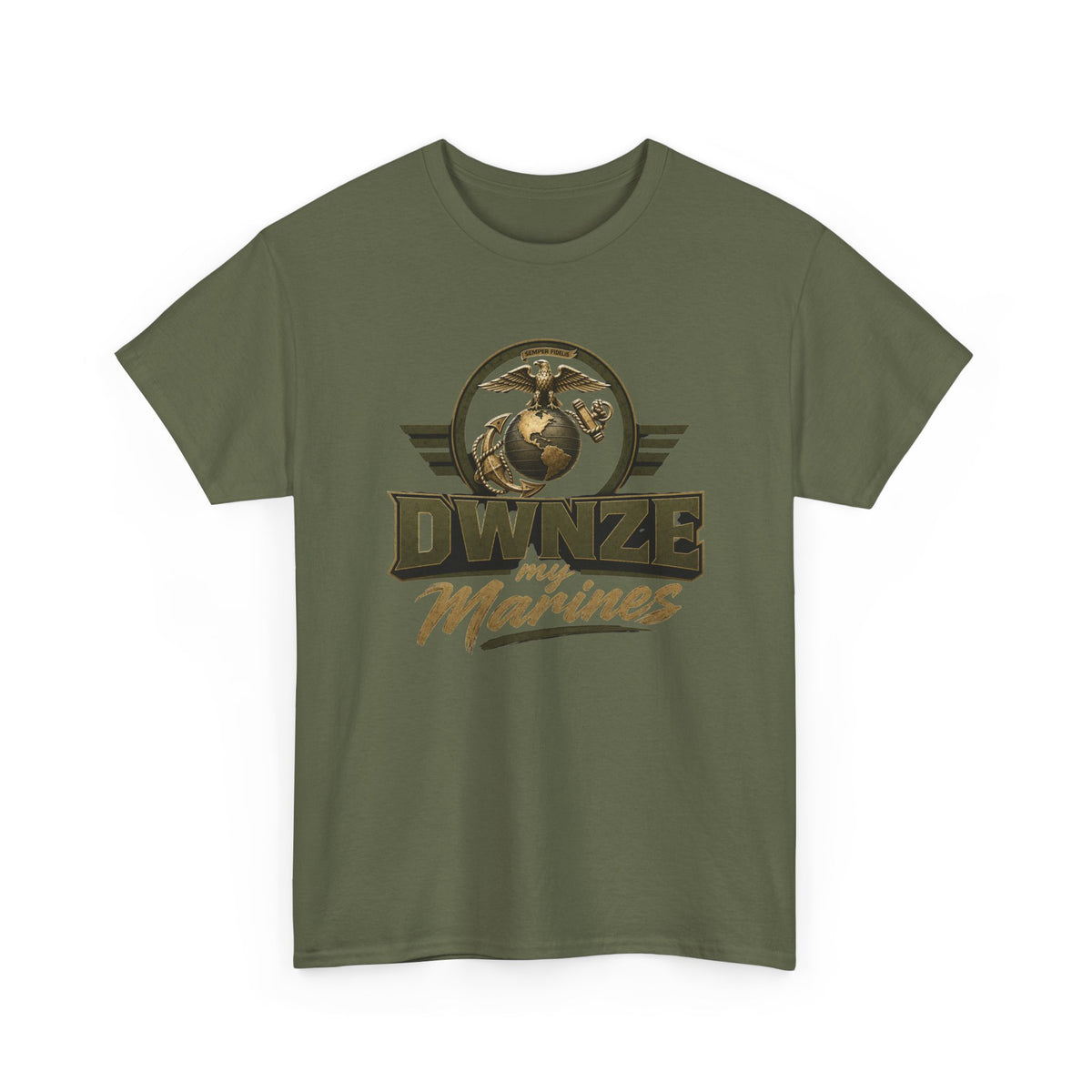 Military Style "DWNZE Marines" Olive Graphic Tee