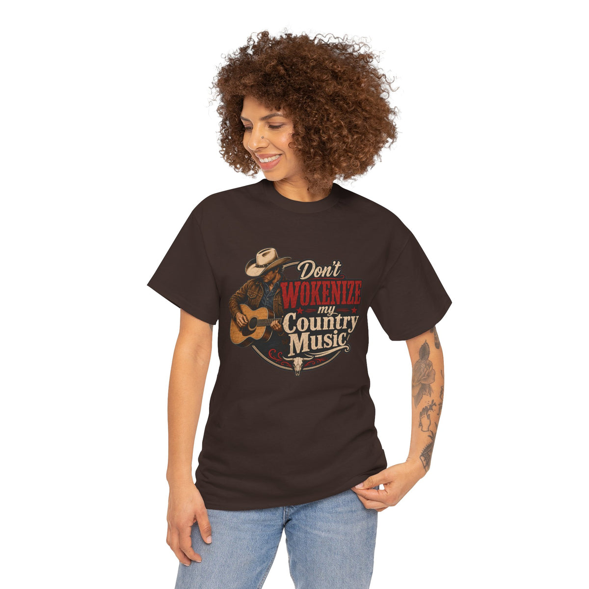 Country Music T-Shirt "Don't Wokenize My Country Music" – Vintage Cowboy Guitar Tee