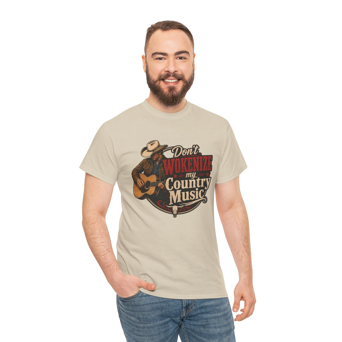 Country Music T-Shirt "Don't Wokenize My Country Music" – Vintage Cowboy Guitar Tee