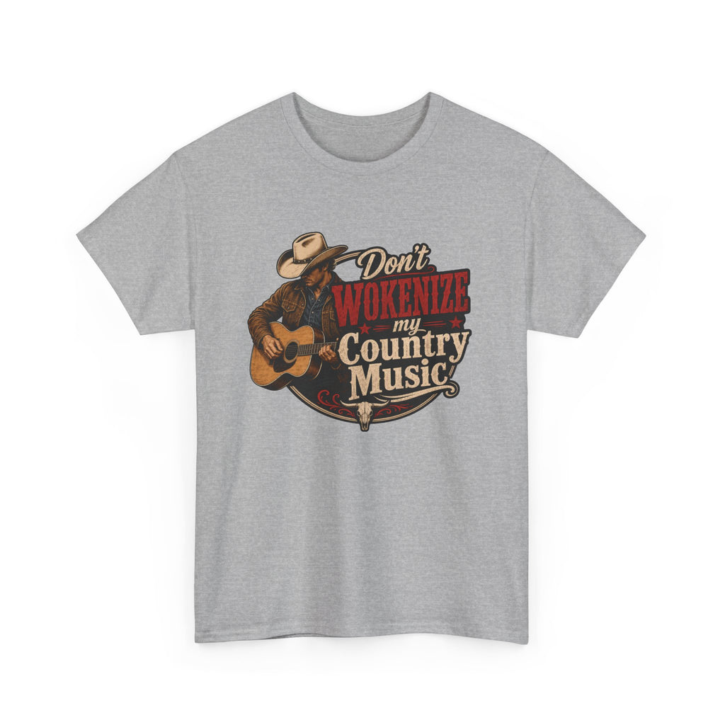 Country Music T-Shirt "Don't Wokenize My Country Music" – Vintage Cowboy Guitar Tee