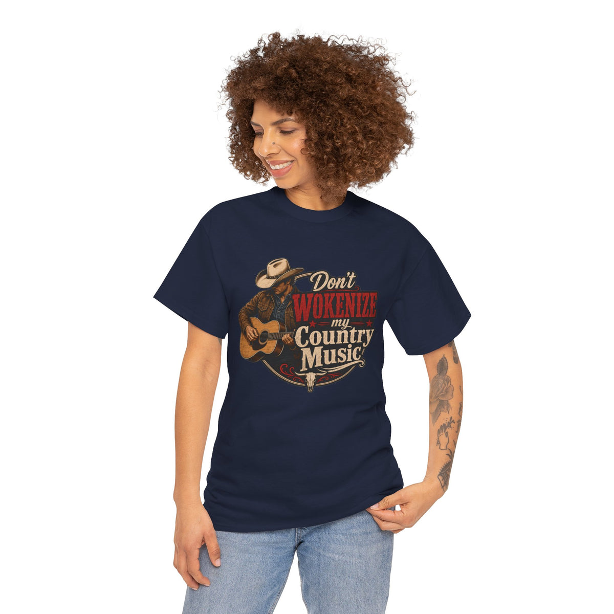 Country Music T-Shirt "Don't Wokenize My Country Music" – Vintage Cowboy Guitar Tee