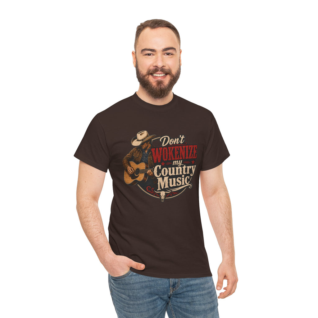 Country Music T-Shirt "Don't Wokenize My Country Music" – Vintage Cowboy Guitar Tee