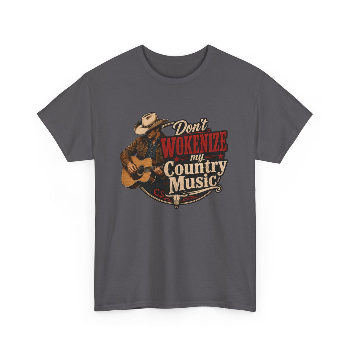 Country Music T-Shirt "Don't Wokenize My Country Music" – Vintage Cowboy Guitar Tee