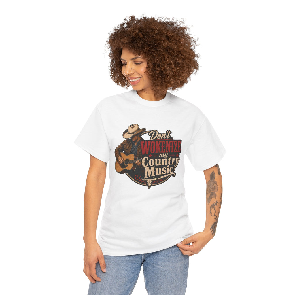 Country Music T-Shirt "Don't Wokenize My Country Music" – Vintage Cowboy Guitar Tee