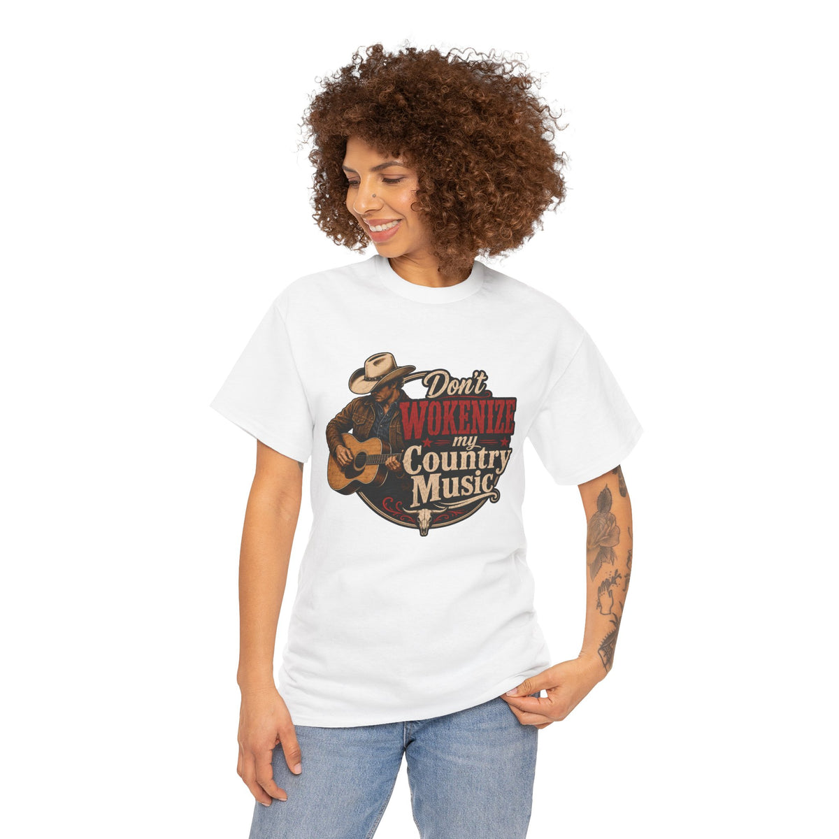 Country Music T-Shirt "Don't Wokenize My Country Music" – Vintage Cowboy Guitar Tee