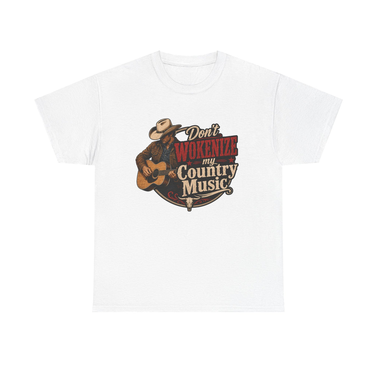 Country Music T-Shirt "Don't Wokenize My Country Music" – Vintage Cowboy Guitar Tee