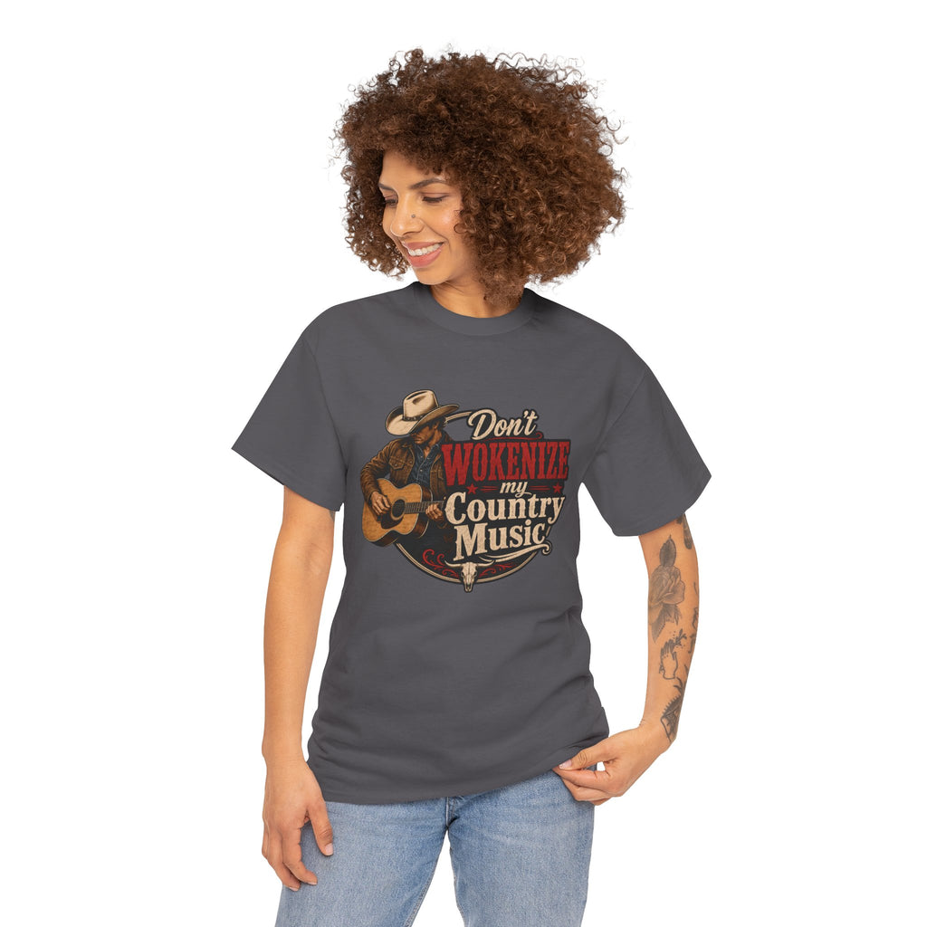 Country Music T-Shirt "Don't Wokenize My Country Music" – Vintage Cowboy Guitar Tee