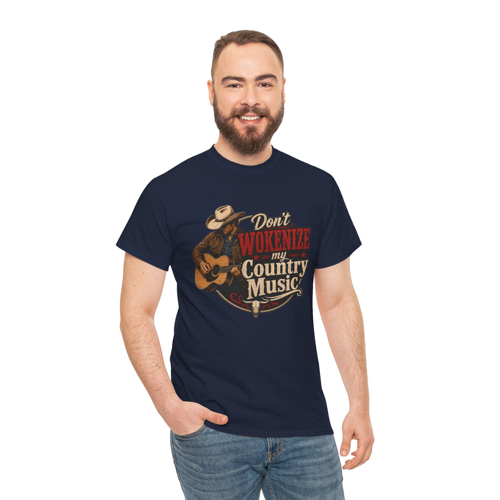 Country Music T-Shirt "Don't Wokenize My Country Music" – Vintage Cowboy Guitar Tee