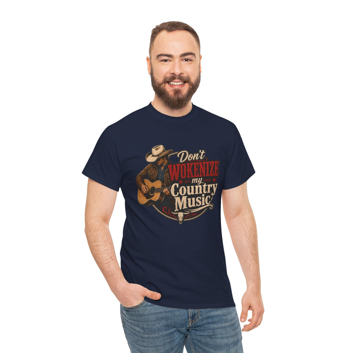 Country Music T-Shirt "Don't Wokenize My Country Music" – Vintage Cowboy Guitar Tee