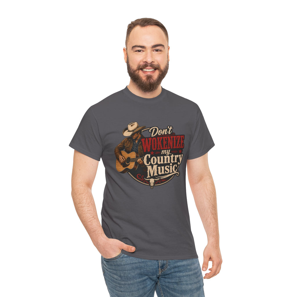 Country Music T-Shirt "Don't Wokenize My Country Music" – Vintage Cowboy Guitar Tee