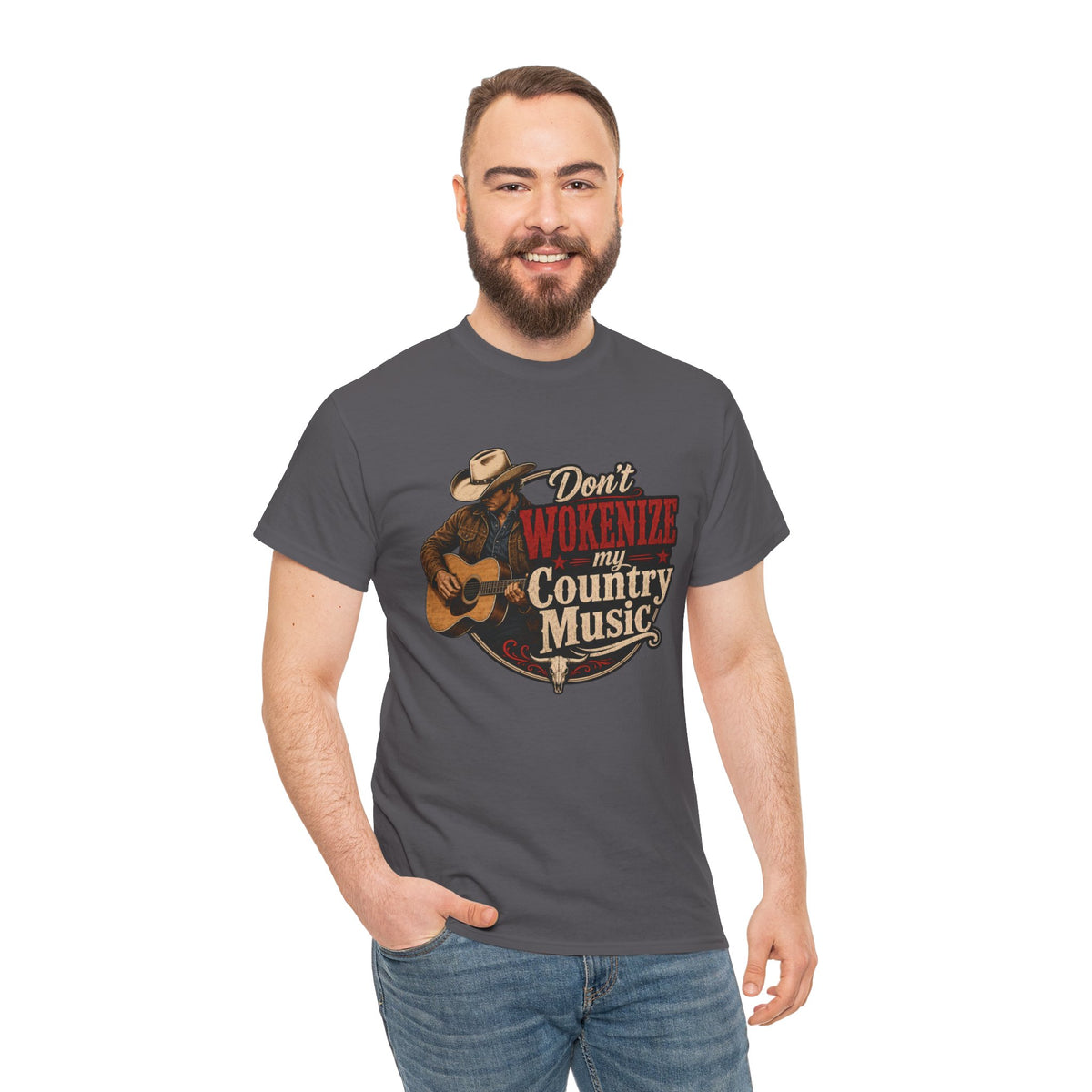 Country Music T-Shirt "Don't Wokenize My Country Music" – Vintage Cowboy Guitar Tee