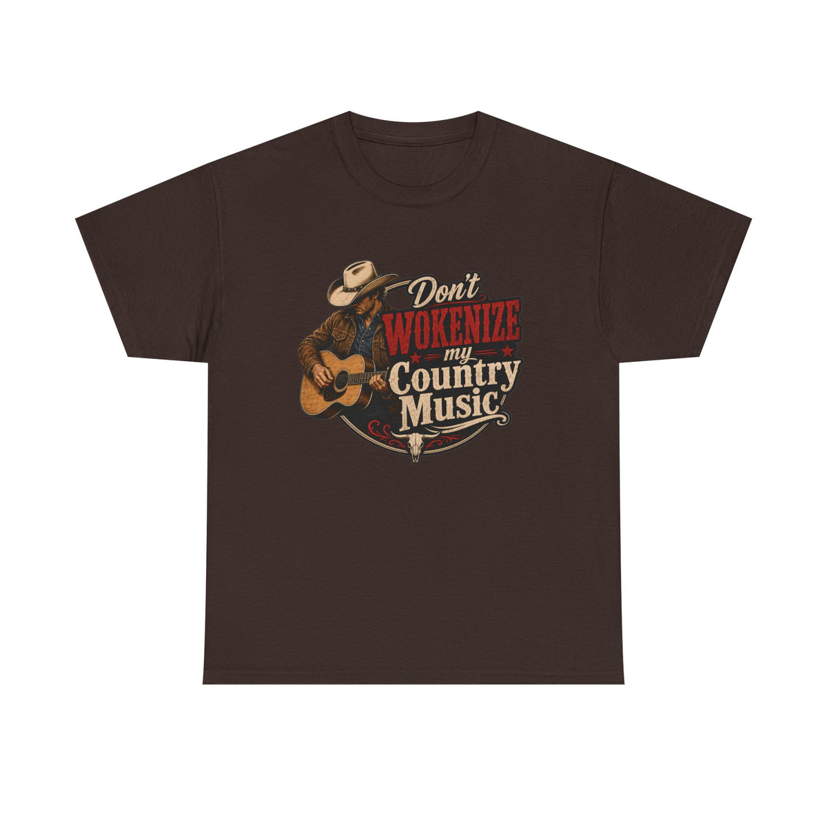 Country Music T-Shirt "Don't Wokenize My Country Music" – Vintage Cowboy Guitar Tee