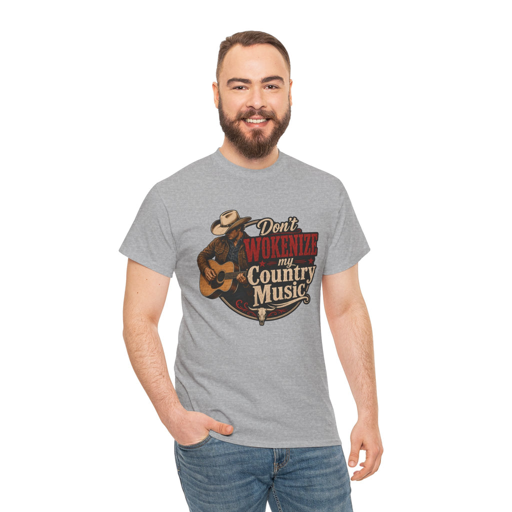 Country Music T-Shirt "Don't Wokenize My Country Music" – Vintage Cowboy Guitar Tee