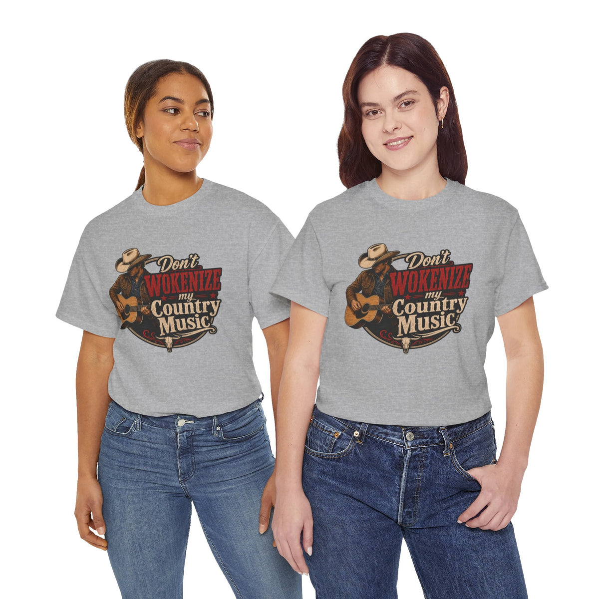 Country Music T-Shirt "Don't Wokenize My Country Music" – Vintage Cowboy Guitar Tee