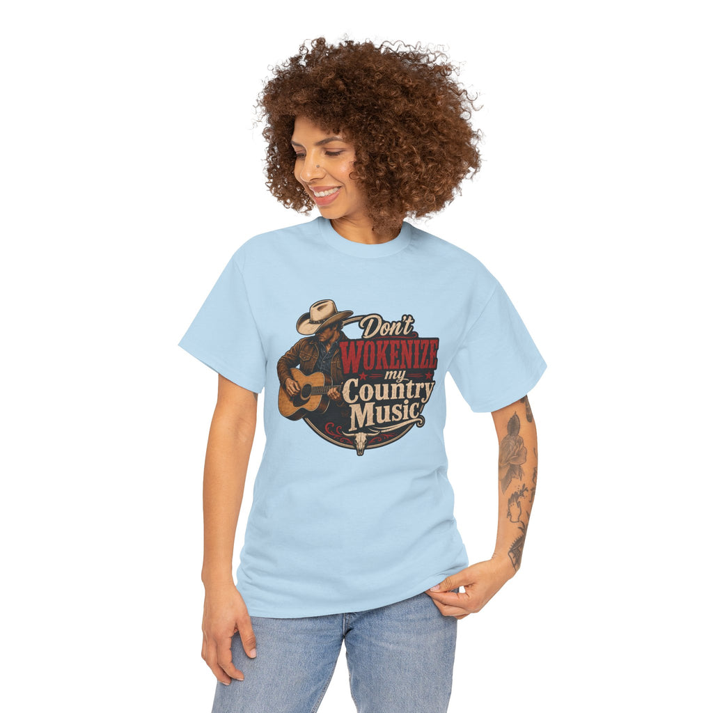 Country Music T-Shirt "Don't Wokenize My Country Music" – Vintage Cowboy Guitar Tee