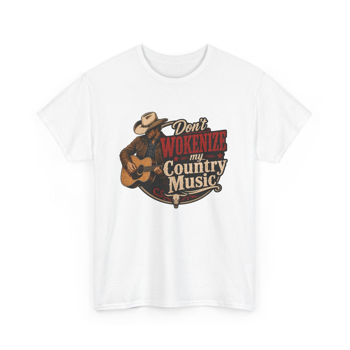Country Music T-Shirt "Don't Wokenize My Country Music" – Vintage Cowboy Guitar Tee