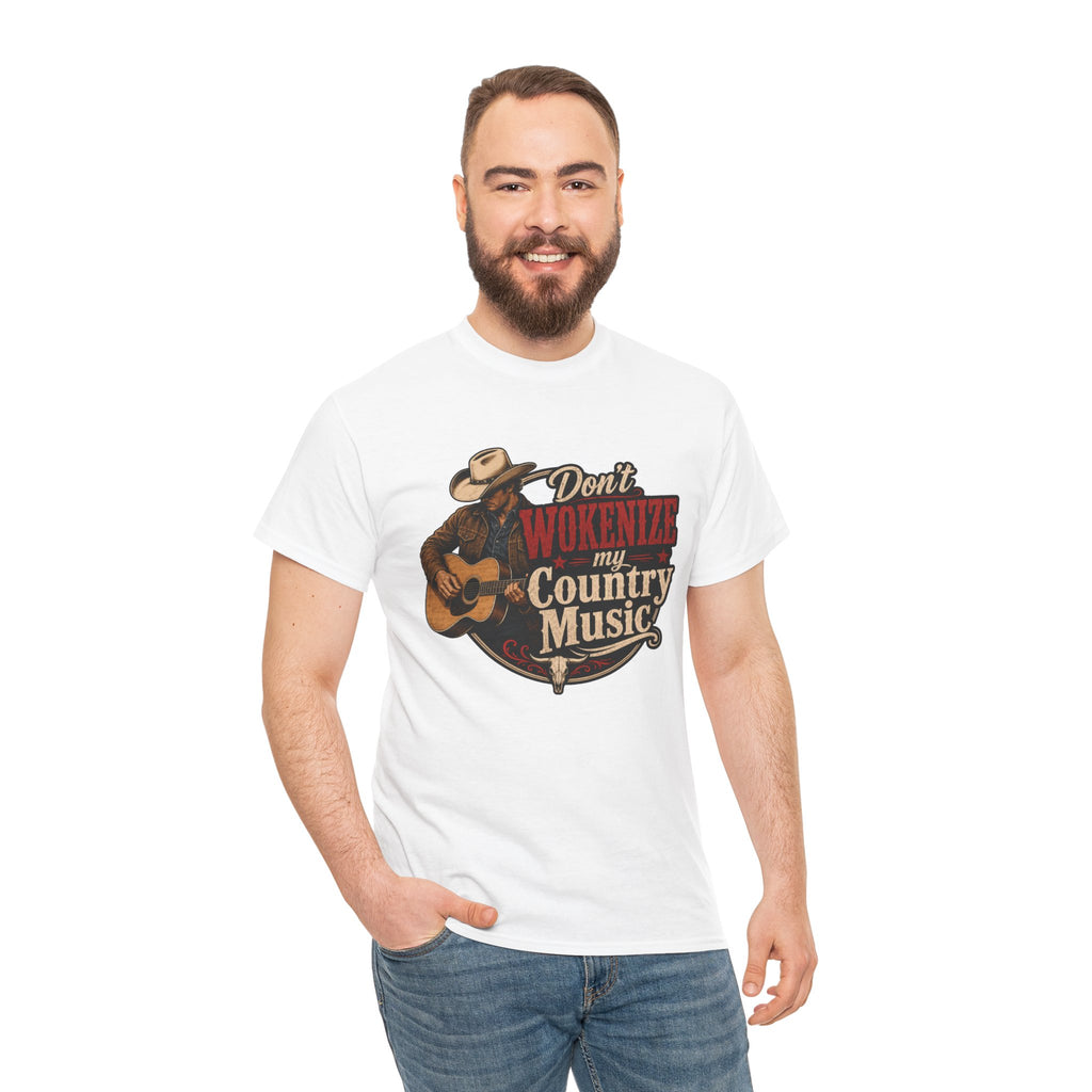 Country Music T-Shirt "Don't Wokenize My Country Music" – Vintage Cowboy Guitar Tee