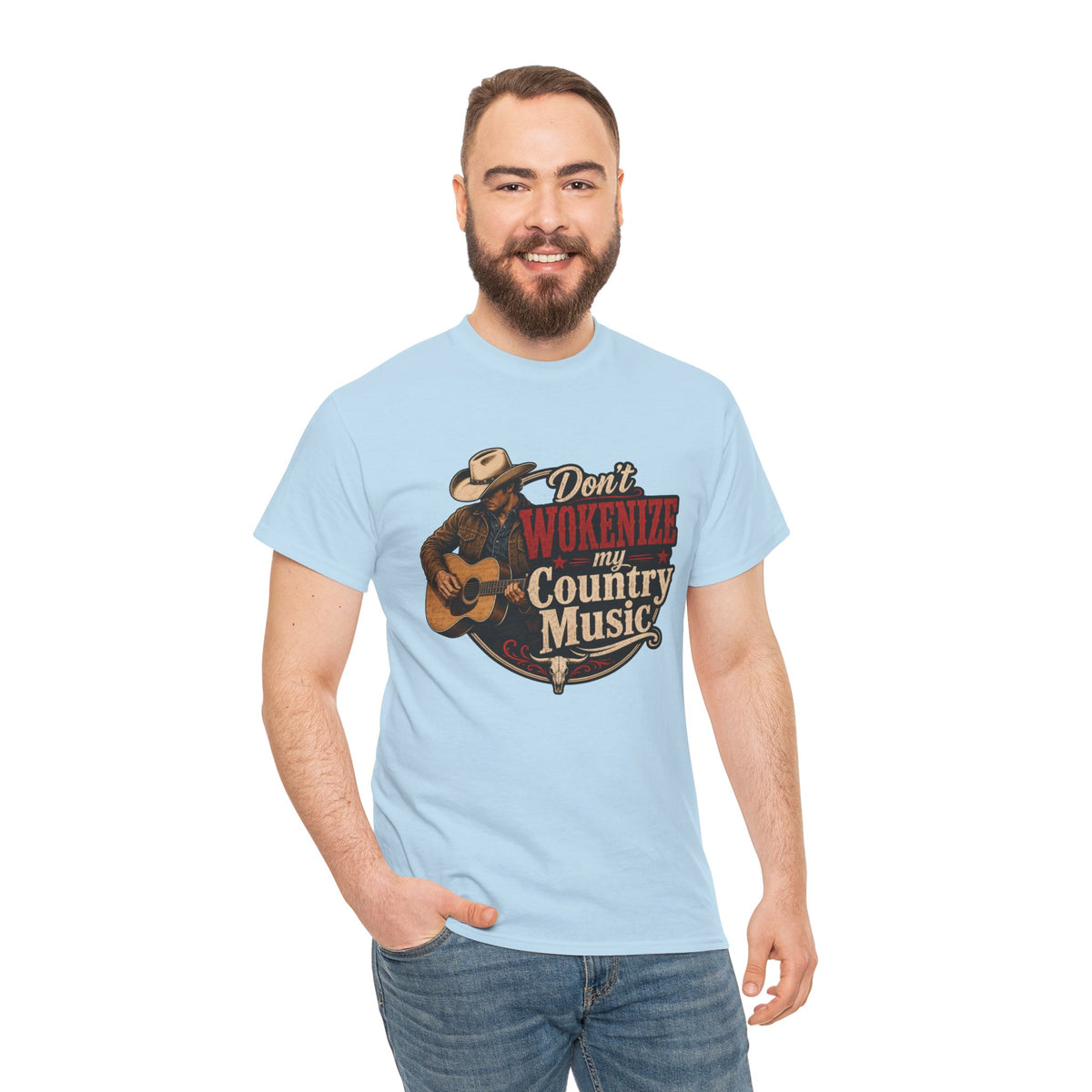 Country Music T-Shirt "Don't Wokenize My Country Music" – Vintage Cowboy Guitar Tee