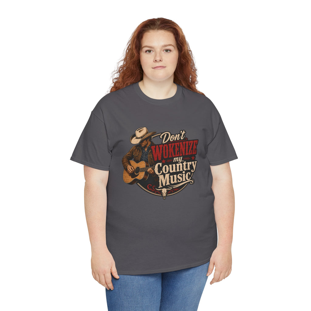 Country Music T-Shirt "Don't Wokenize My Country Music" – Vintage Cowboy Guitar Tee