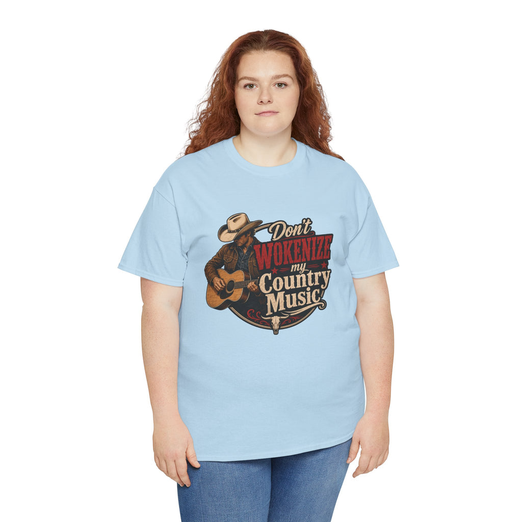 Country Music T-Shirt "Don't Wokenize My Country Music" – Vintage Cowboy Guitar Tee