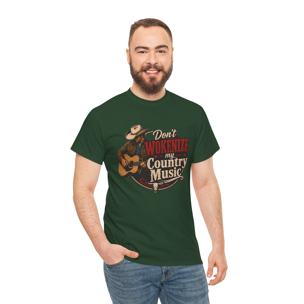 Country Music T-Shirt "Don't Wokenize My Country Music" – Vintage Cowboy Guitar Tee