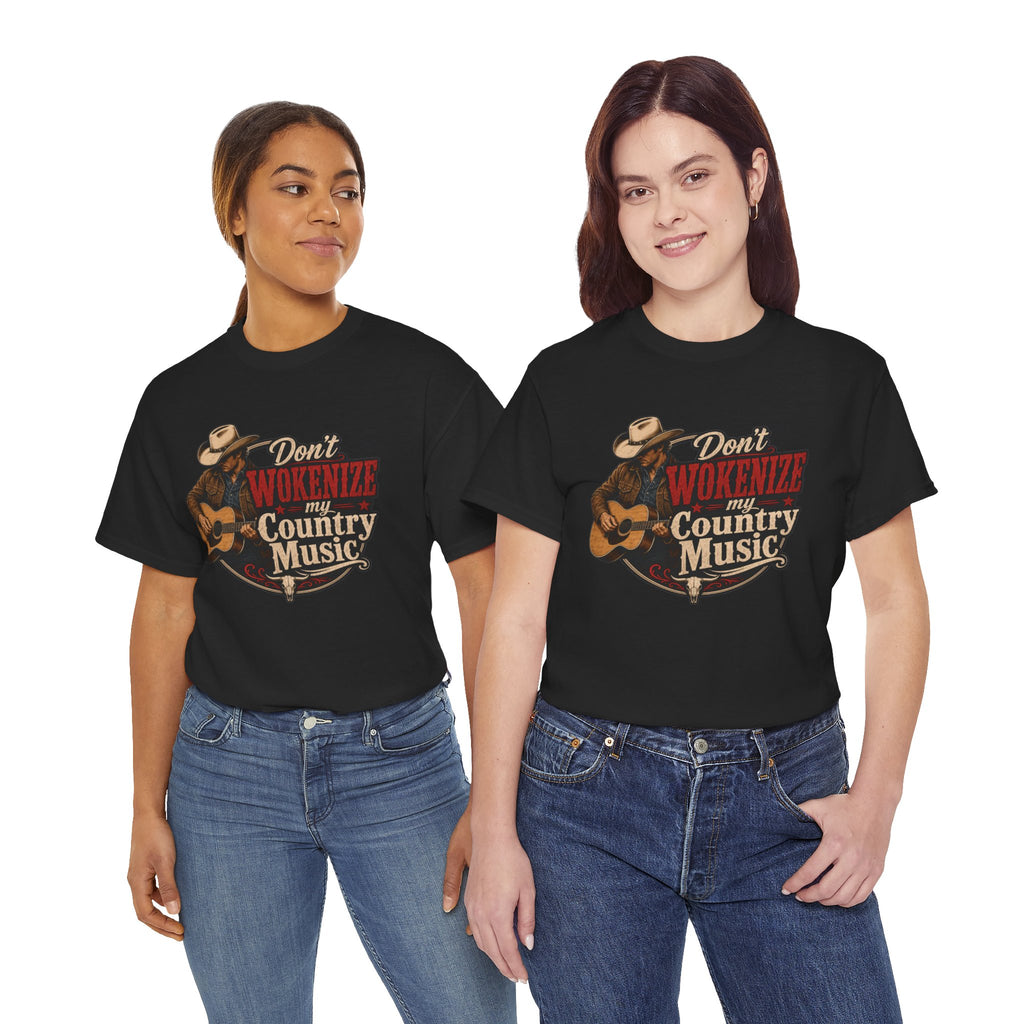 Country Music T-Shirt "Don't Wokenize My Country Music" – Vintage Cowboy Guitar Tee