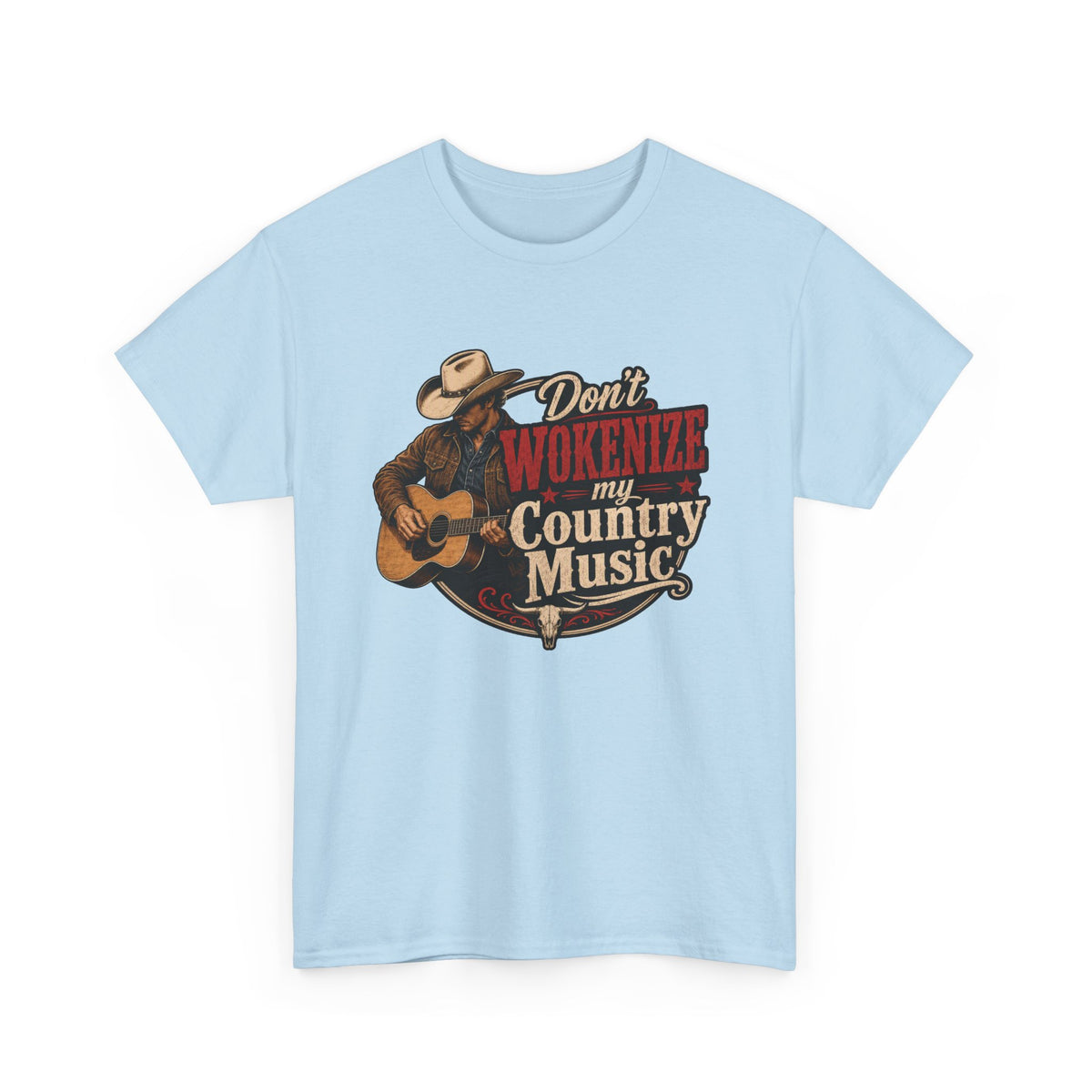 Country Music T-Shirt "Don't Wokenize My Country Music" – Vintage Cowboy Guitar Tee