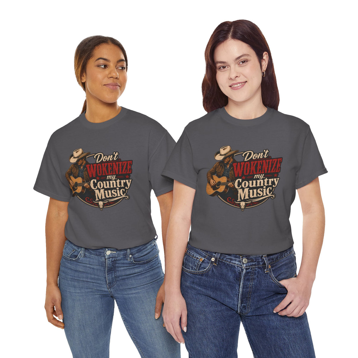 Country Music T-Shirt "Don't Wokenize My Country Music" – Vintage Cowboy Guitar Tee