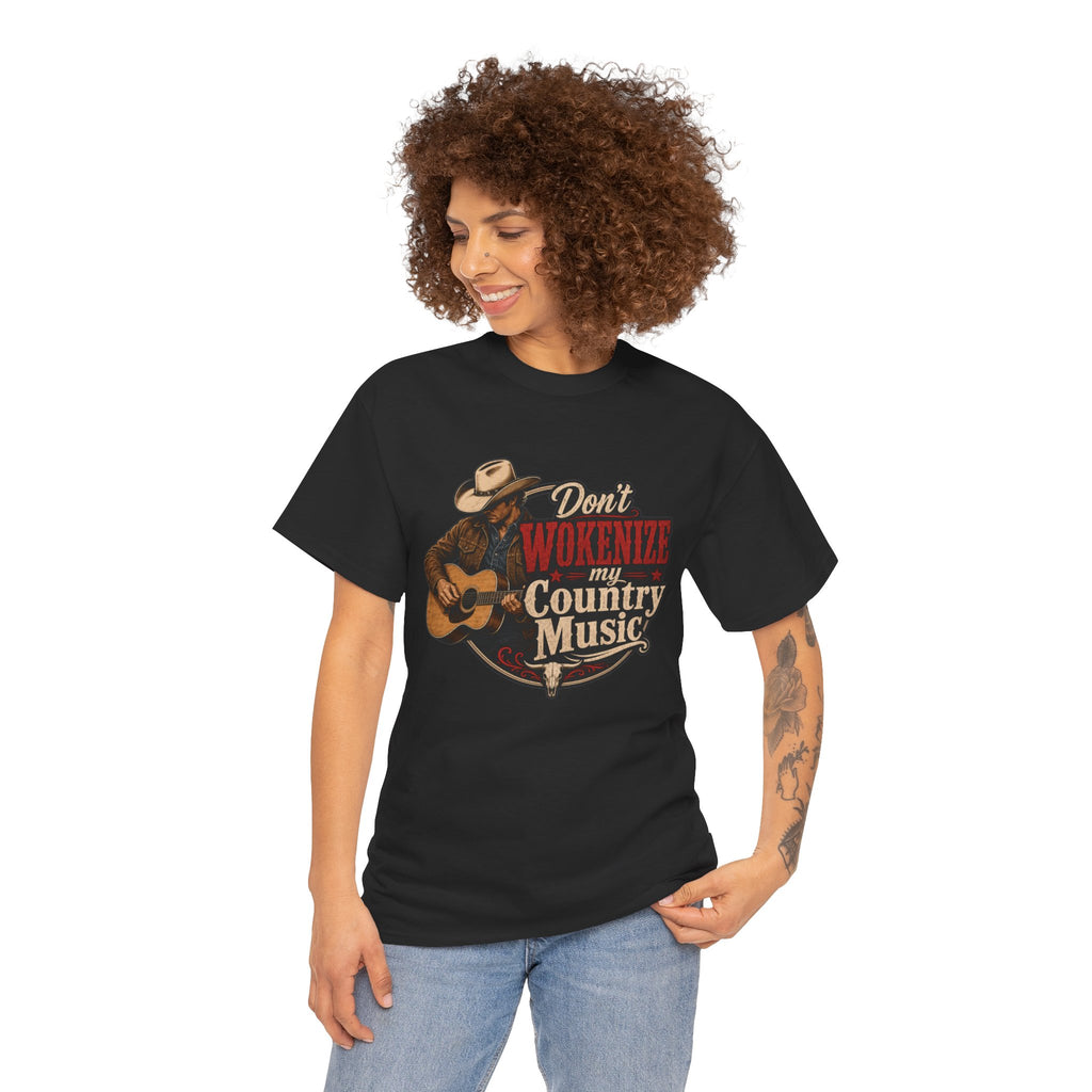 Country Music T-Shirt "Don't Wokenize My Country Music" – Vintage Cowboy Guitar Tee