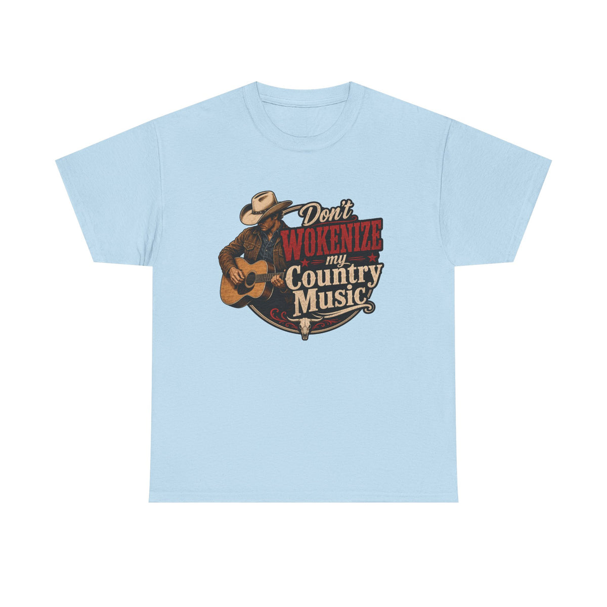 Country Music T-Shirt "Don't Wokenize My Country Music" – Vintage Cowboy Guitar Tee