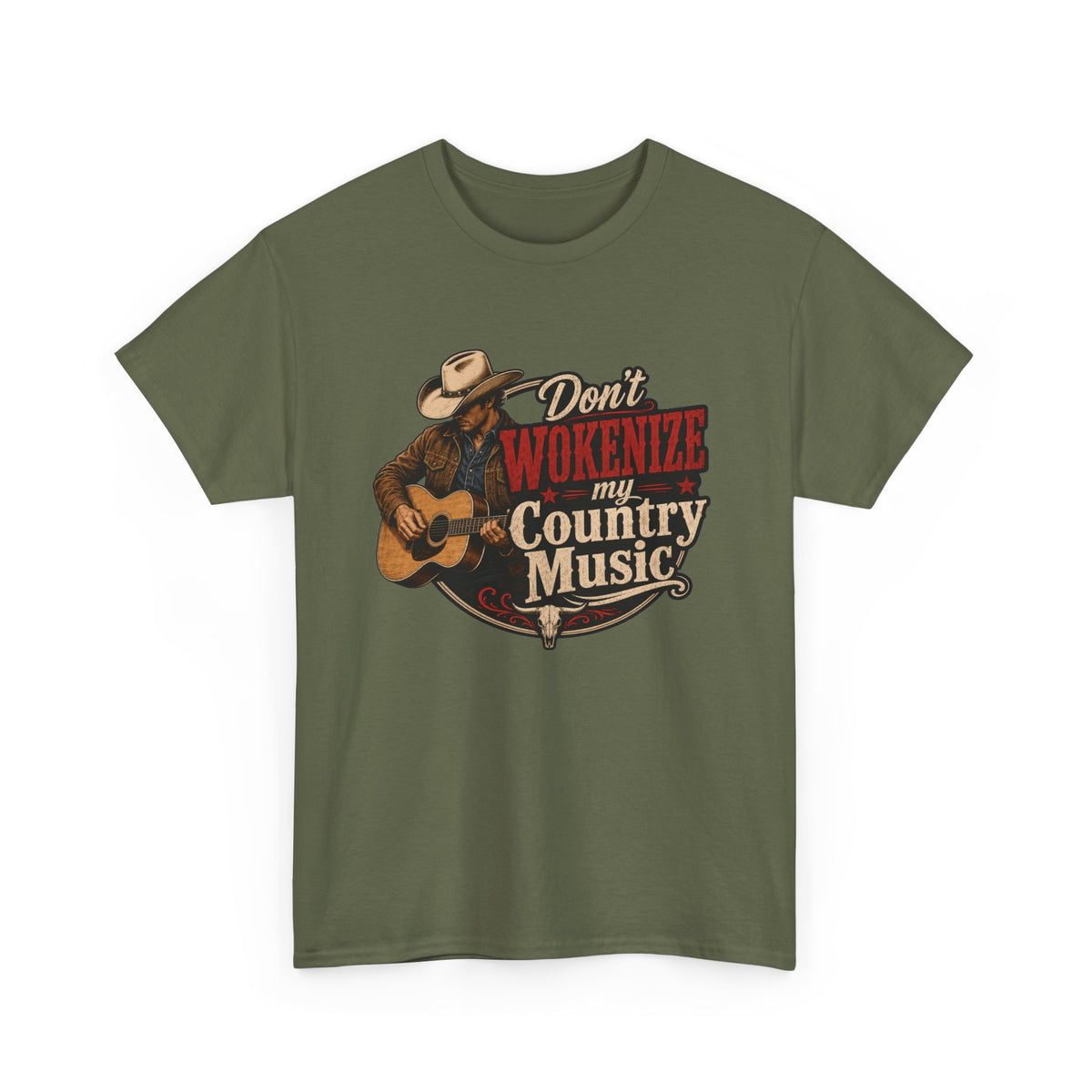 Country Music T-Shirt "Don't Wokenize My Country Music" – Vintage Cowboy Guitar Tee