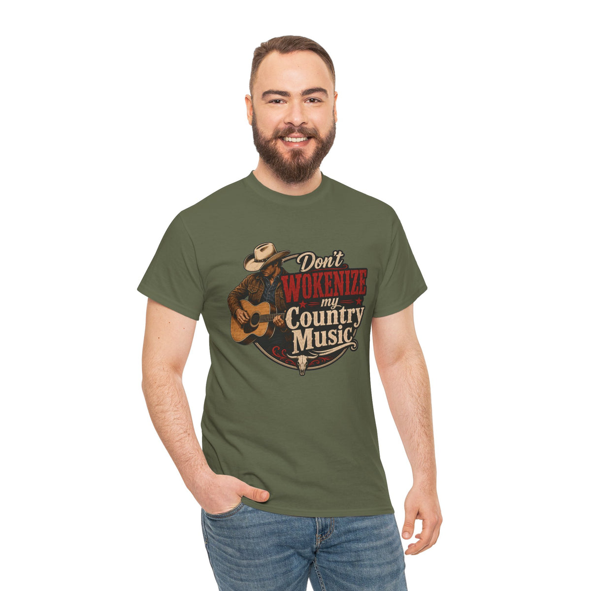 Country Music T-Shirt "Don't Wokenize My Country Music" – Vintage Cowboy Guitar Tee