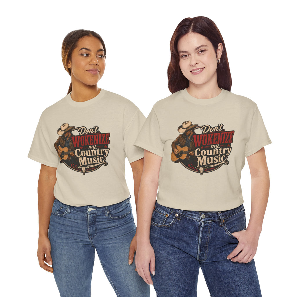 Country Music T-Shirt "Don't Wokenize My Country Music" – Vintage Cowboy Guitar Tee