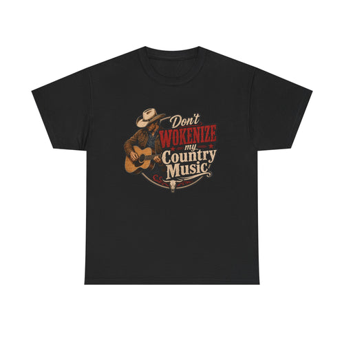 Country Music T-Shirt "Don't Wokenize My Country Music" – Vintage Cowboy Guitar Tee