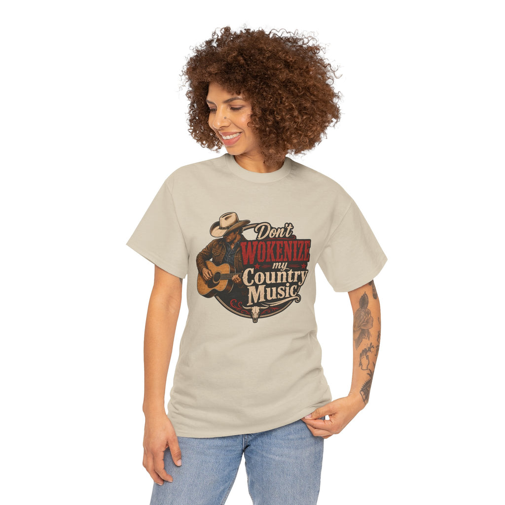 Country Music T-Shirt "Don't Wokenize My Country Music" – Vintage Cowboy Guitar Tee