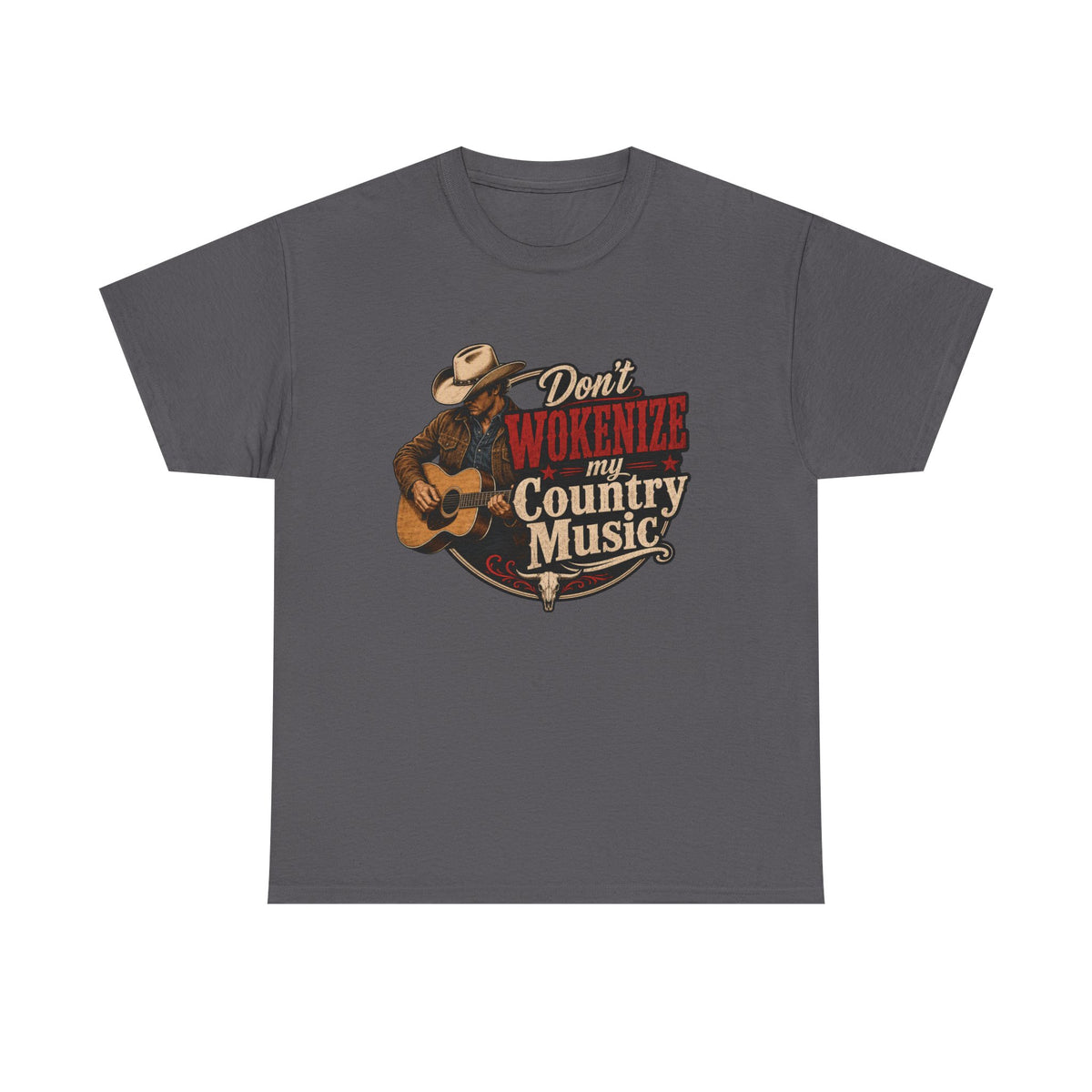 Country Music T-Shirt "Don't Wokenize My Country Music" – Vintage Cowboy Guitar Tee
