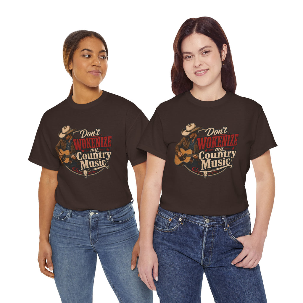 Country Music T-Shirt "Don't Wokenize My Country Music" – Vintage Cowboy Guitar Tee