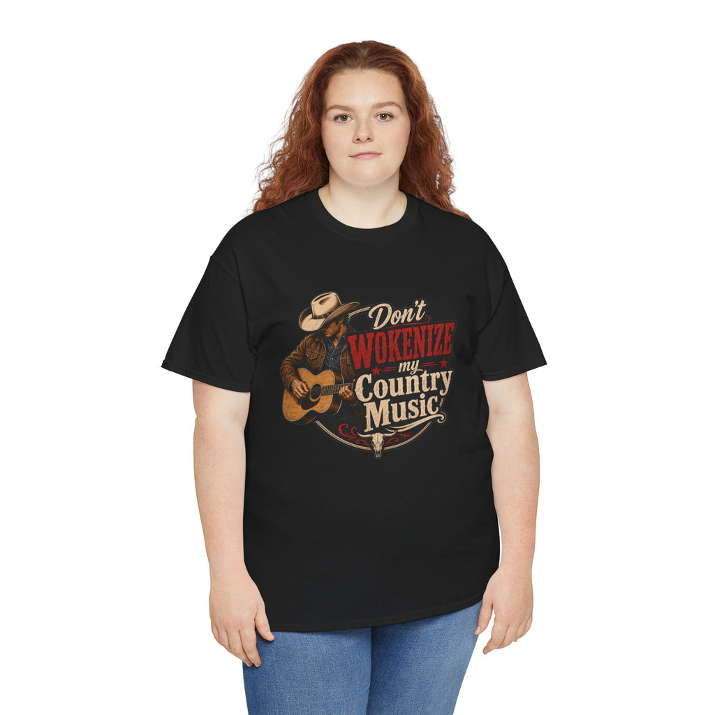 Country Music T-Shirt "Don't Wokenize My Country Music" – Vintage Cowboy Guitar Tee