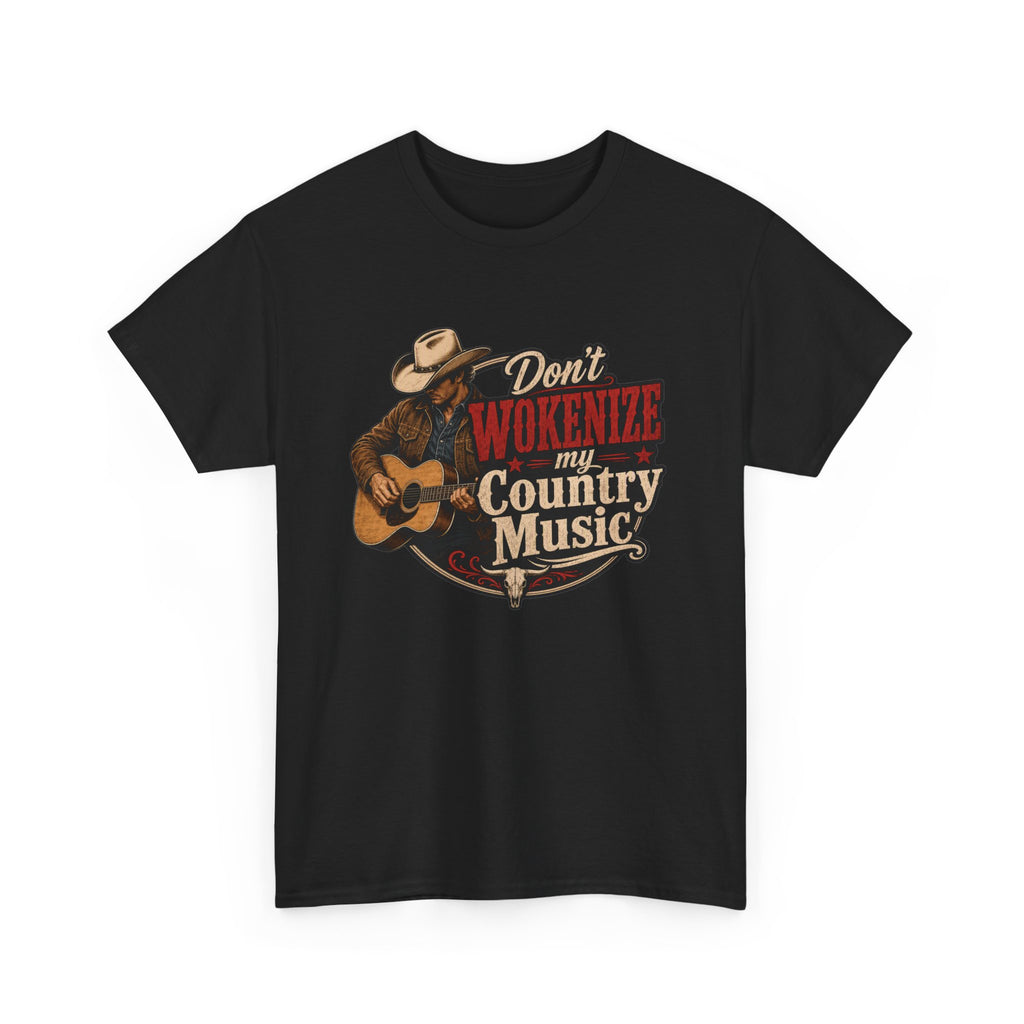 Country Music T-Shirt "Don't Wokenize My Country Music" – Vintage Cowboy Guitar Tee