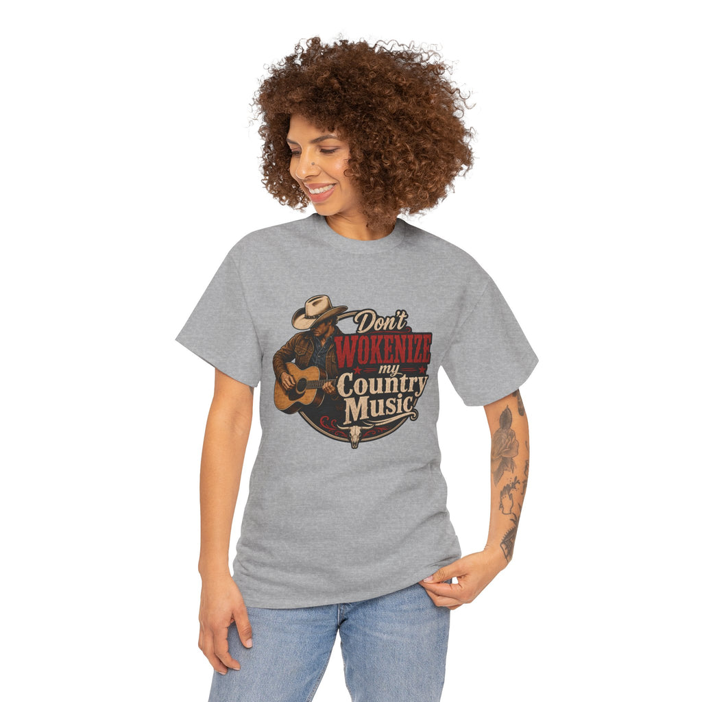 Country Music T-Shirt "Don't Wokenize My Country Music" – Vintage Cowboy Guitar Tee
