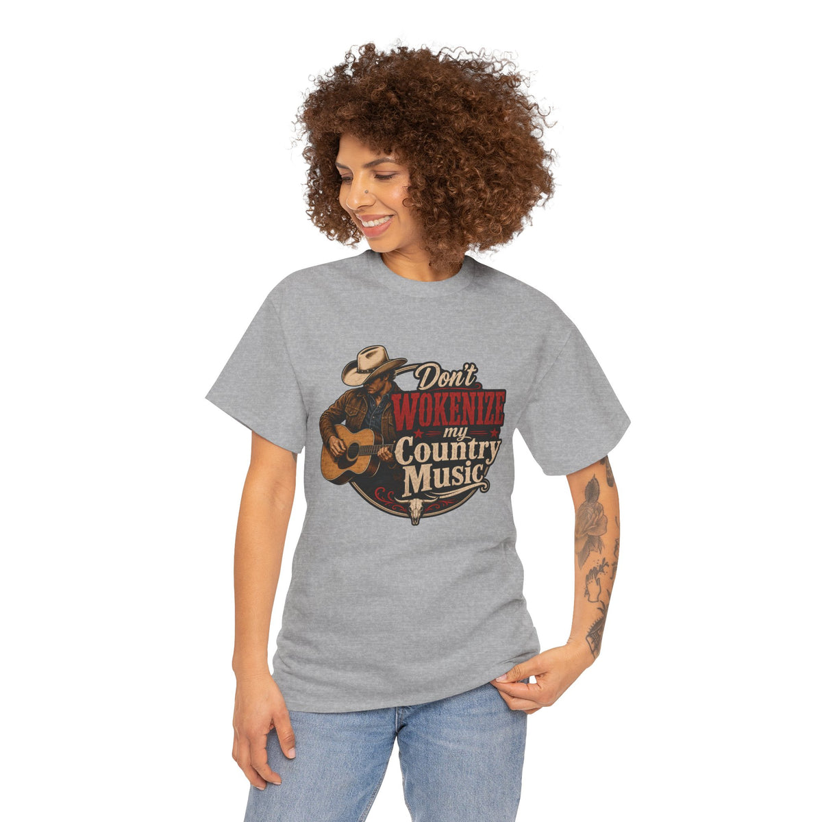 Country Music T-Shirt "Don't Wokenize My Country Music" – Vintage Cowboy Guitar Tee